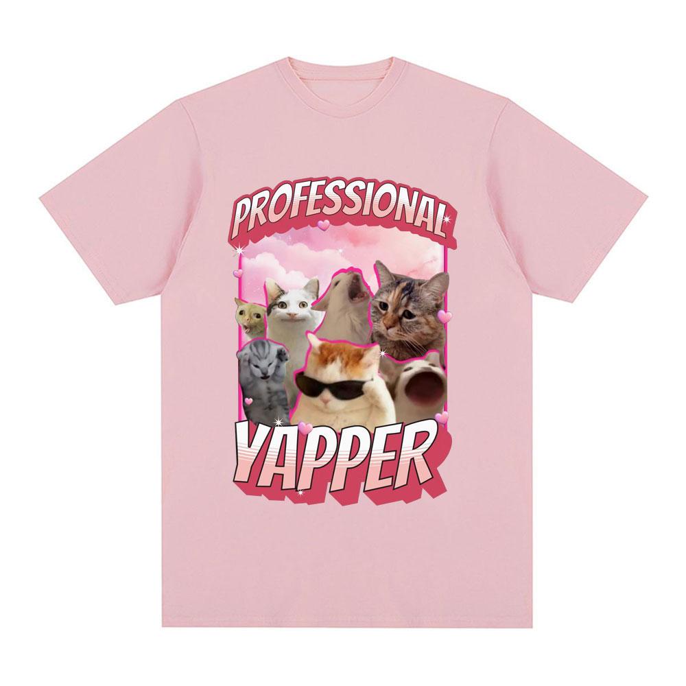 

Funny Professional Yapper Meme Cat Graphic T-Shirt Men Fashion Vintage Short Sleeve T Shirt 100% Cotton Casual Comfort T-shirts S разноцветный