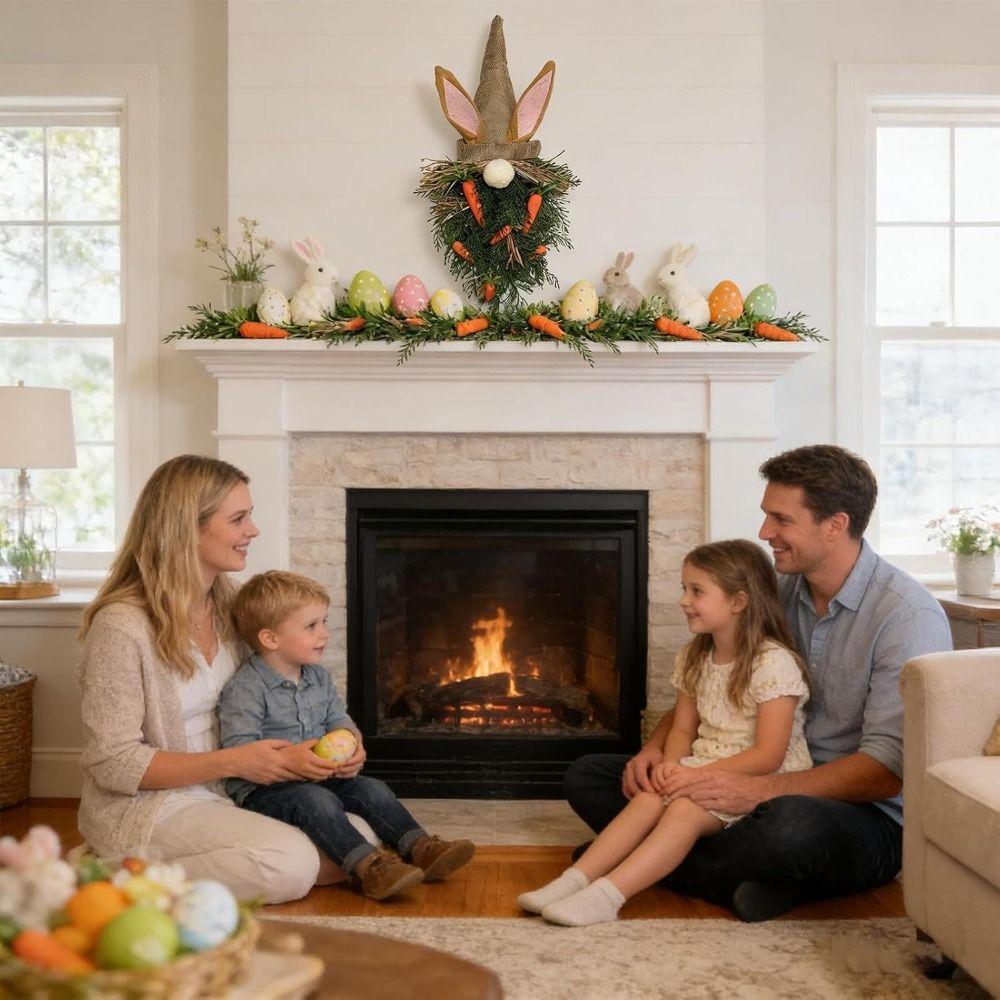 Plastic Easter Gnome Pendant With Carrot Rabbit Ears Door Hanger Spring Wreath  Home Decor