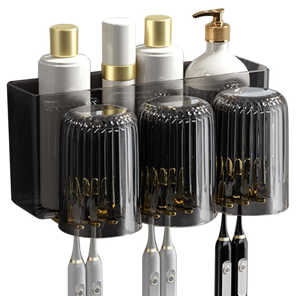 Wall Mounted Toothbrush Storage Organizer Punching Free Hygienic Durable Stylish for Bathroom 3