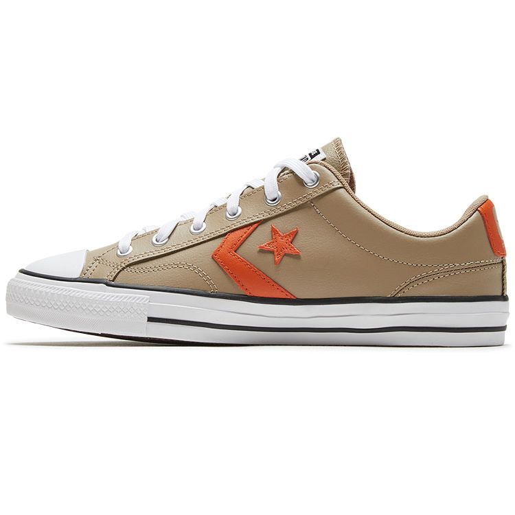 Converse Star Player 76 Leather Round Toe Lace-Up Low Top Sneakers Unisex Sneakers Khaki 166183C
