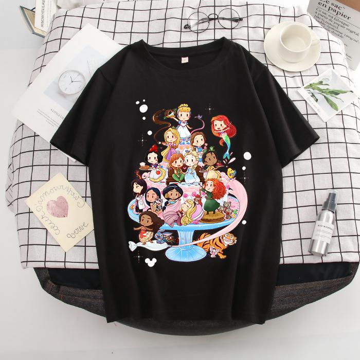 Princess Party Printed Cartoon Cute and Fun Short Sleeve Ladies Tops Cute Tshirts for Summer in The 90s T Shirt
