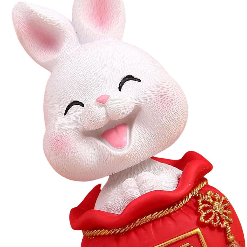 Chinesische Harzstatuen Figur Skulptur, Tischplatten-Schreibtischdekoration Auto Armaturenbrett Wackelkopf Hase