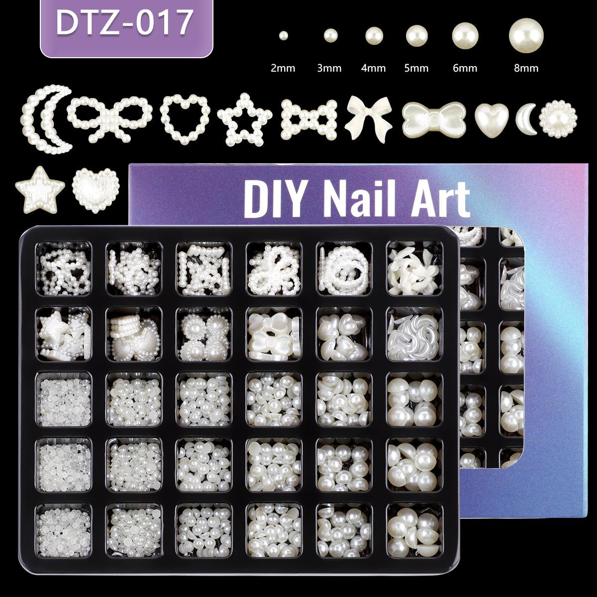

30 Grid Abs Semi-Round Pearl Nail Art Jewelry Special-Shaped Pearl Diy Decorative Accessories Mixed Size Jewelry