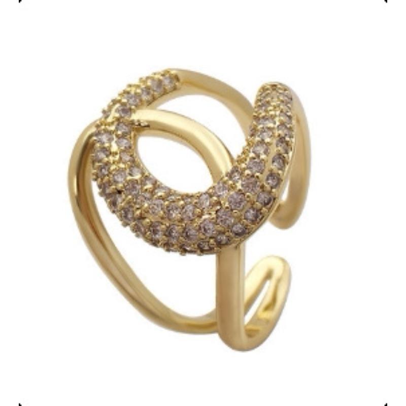 Double-layer Heart-shaped Zirconia Open Ring for Women, High-end Style Ring for The Index Finger, Adjustable Finger Ring