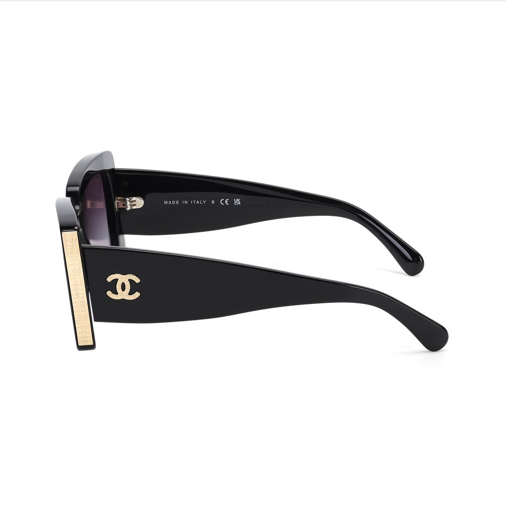 Chanel Quadratische Sonnenbrille Mit Logo-Muster Unisex-Sonnenbrille Schwarz Gold CH5435-C622/S6