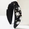 Women Christmas Snowflake Hairband Fashion Satin Studded with Rhinestone Pearls Headband Girls Party Hair Styling Accessories