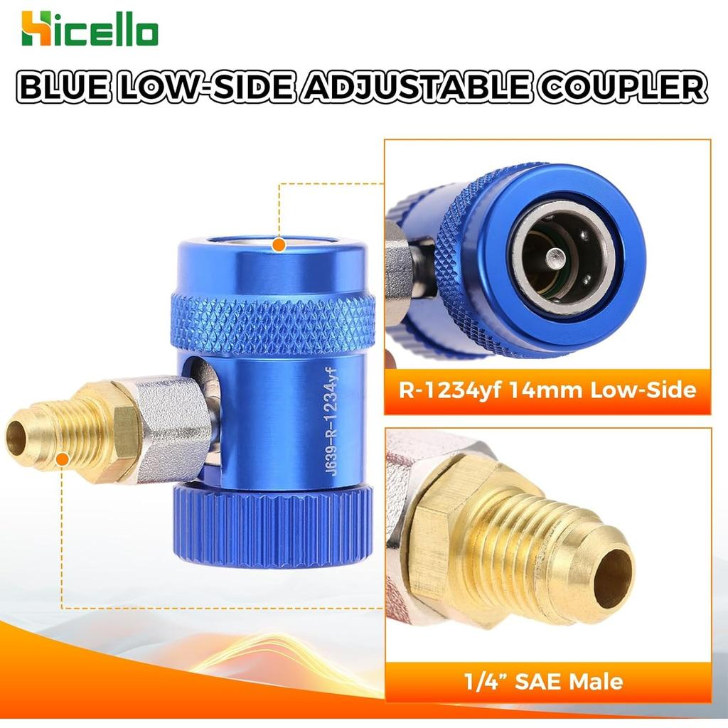 Adapter Refrigerant Quick Couplers 1/4" Male Port High/Low Side Adapter Manual Couplers Car Air Tool Set A/C Refrigerants Manifold Gauge Hose Air Con
