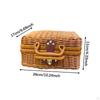 Imitation Rattan Storage Basket Handwoven Suitcase with Lid Woven Organizer Bin for Counter