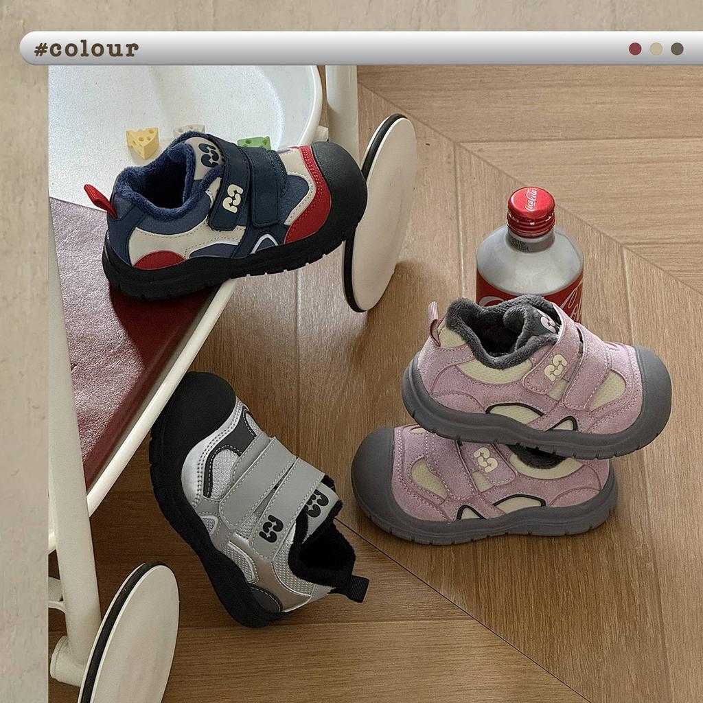 XSHX retro functional shoes | Boys and girls autumn and winter velvet medium top rubber non-slip bag head to protect foot stability and sports