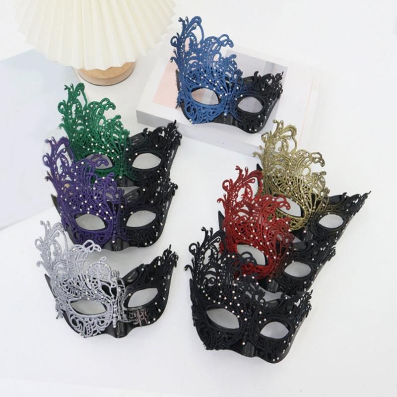 Masque de Mascarade pour Femmes avec Bâton Amovible Masque de Mardi Gras Masque de Fête Vénitien Accessoire de Costume Cosplay Halloween