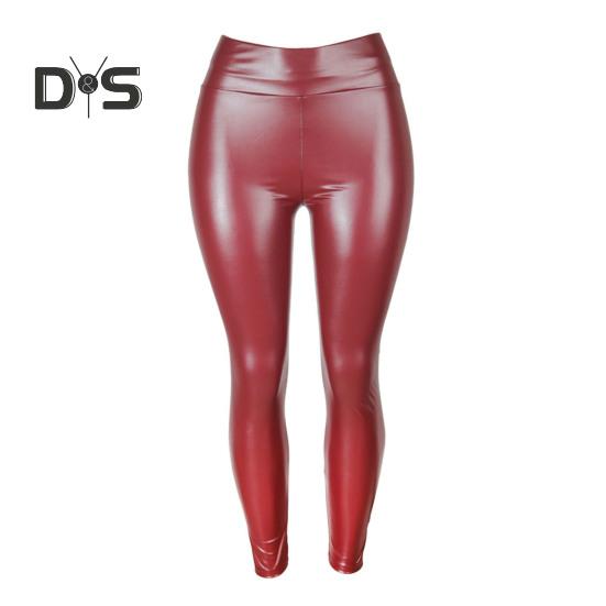 Damen Kunstlederhose, elastisch, schmal, mit Po-Lift, hohe Taille, glänzend, weich, atmungsaktiv, figurformend, Bauchkontrolle, einfarbig, für Damen, Nachtclub, Party
