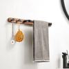 Wooden Towel Rack Bathroom Towel Hanging Bar Wall Mounted Single Pole Towel Rod Bathroom Shelving Towel Hook Bathroom Pendant
