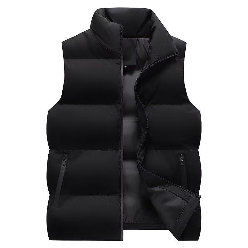 

Down cotton person solid color vest winter coat flow loose versatile thick warm couple outer vest M чорний