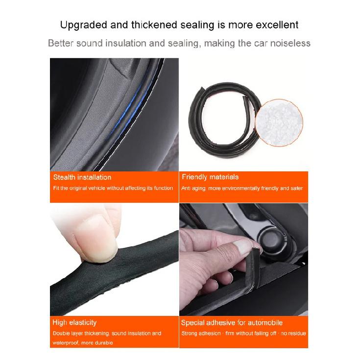 For Tesla Model 3/Y 2017-2025 Door Seal Kit Soundproof Rubber Weather Draft Seal Strip Sunroof Seal Wind Noise Reduction Kit