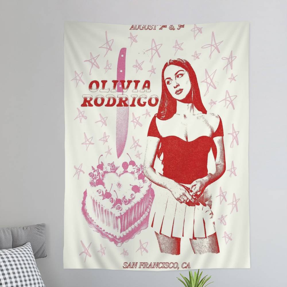 Singer OOlivia RRodrigo DIY Wall Tapestry Hanging Tarot Hippie Wall Rugs Dorm INS Home Decor
