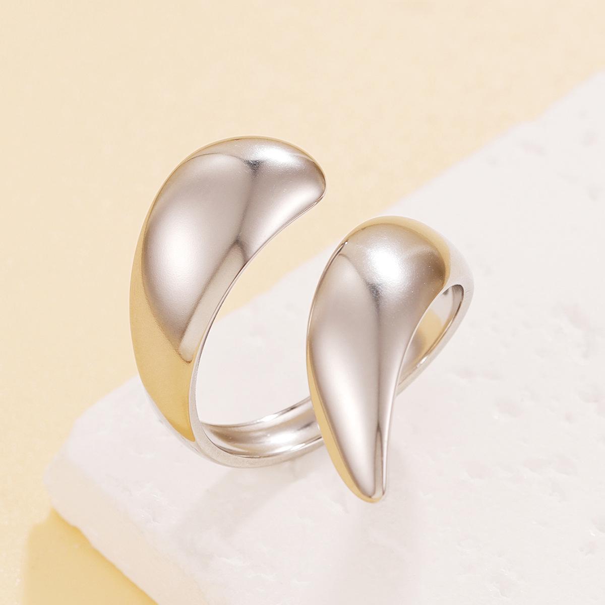 Stainless Steel Geometric Bold Lines Ring for Women