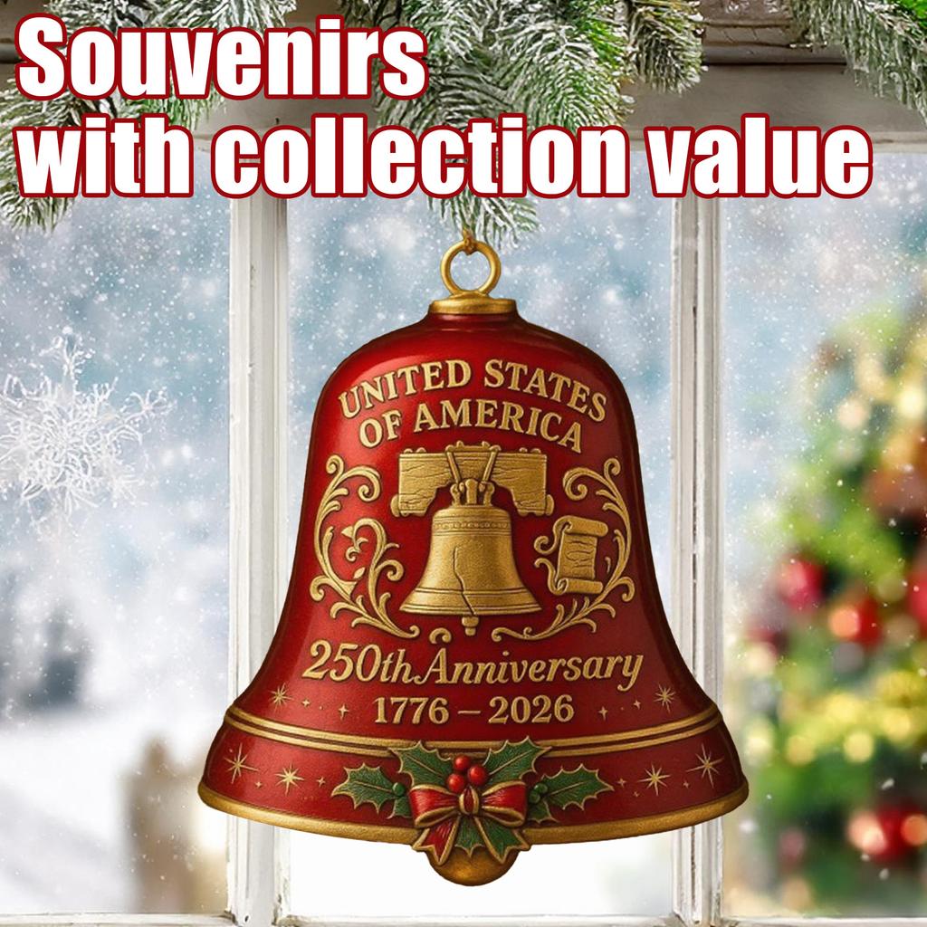 United States 250th Anniversary Bell Ornament Elegant USA 250th Anniversary Bell Ornament for Patriotic Holidays Christmas Tree