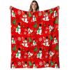 1pc Snowman Christmas Tree Flannel Blanket - Soft Warm 280gsm All-Season Cozy Throw with Festive Snowman & Tree Cartoon Print, Red & Green Holiday Dec