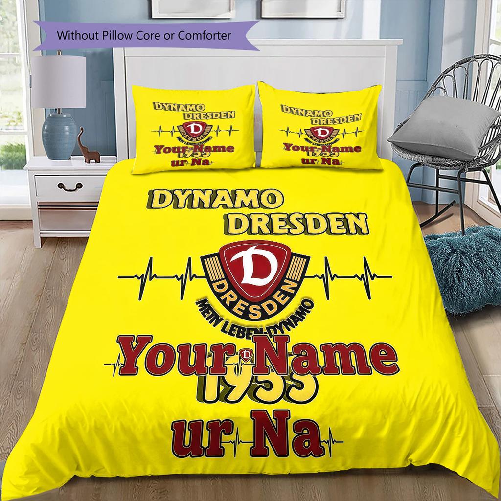 Dynamo Dresden Custom Name Pattern Bedding Quilt Set Quilt Cover Pillowcase Home Birthday Gift(1 * Duvet Cover + 2 * Pillowcase, Without Core)