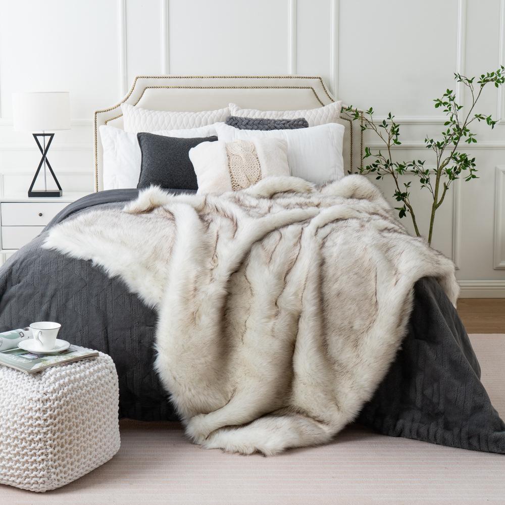 High End Imitation Fox Blanket Minimalist Ins Style Faux Leather Blanket PV Velvet Blanket Bed End Blanket