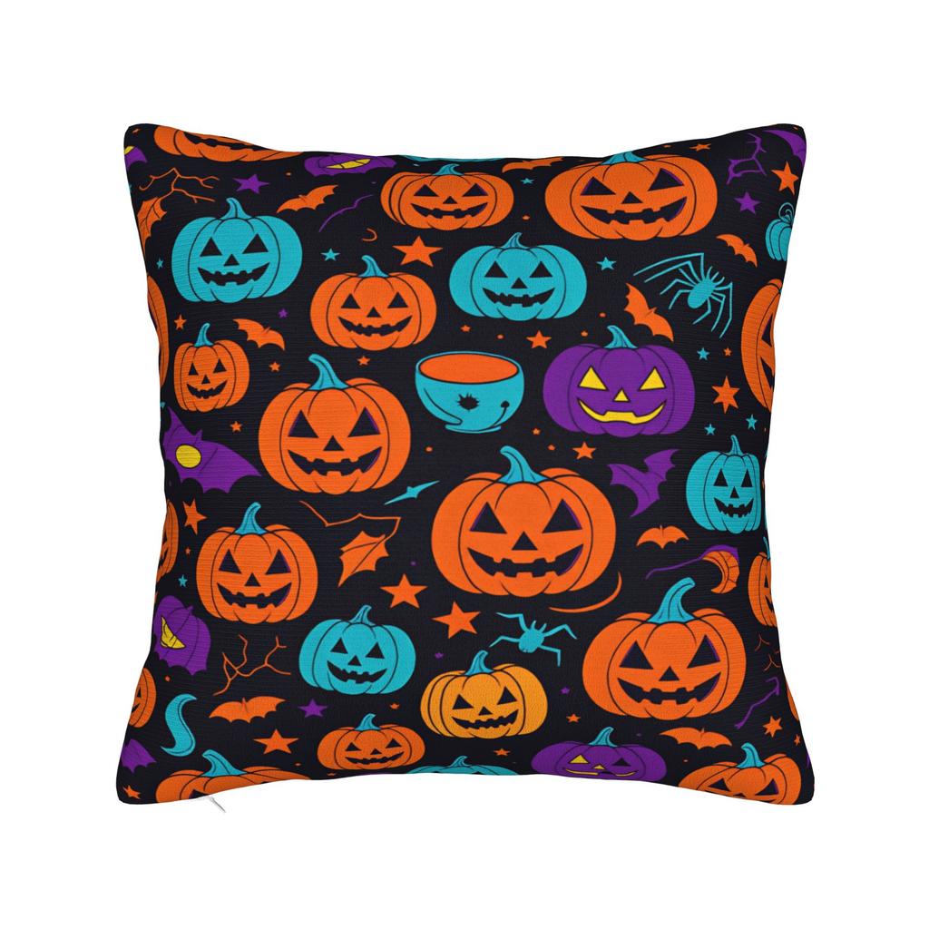 Pillow Case Halloween Pumpkin Striped Geometric Seamless Pattern Comfy Pillow Cover For Sofa Car Home Decor Funny Pillowcases