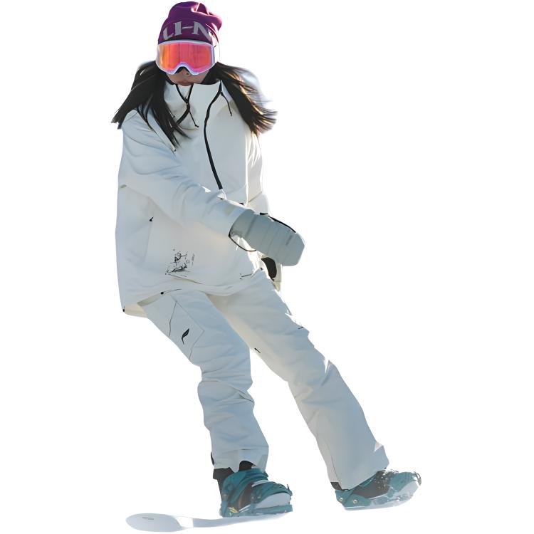 Li Ning Ski Series Solid Color Loose Cuff Ski Pants Women Pants Off-White AHXR064-1