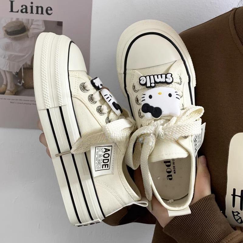 Platform canvas shoes women's 2025 new summer thin white shoes trend fashion niche fashion versatile port explosion