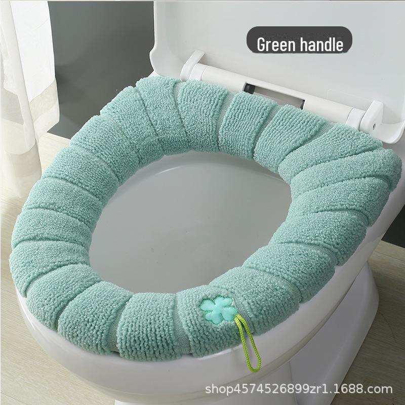 Pletený polštář na toaletní sedátko ve tvaru O s kresleným motivem - silný, pratelný potah