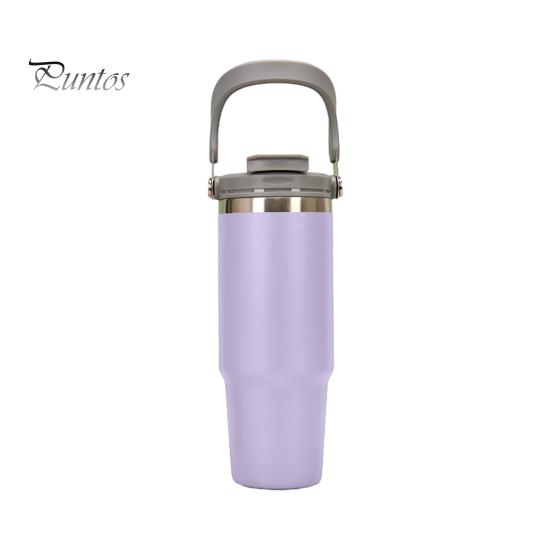

Бутылка для воды с вакуумной изоляцией и ручкой, герметичная пищевая многоразовая чашка без бисфенола А, стакан для офисного автомобиля светло-фиолетовый