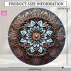 Tyrkysově modrá zlatá mandala kovové nástěnné umění 8x8 palců kulatá boho závěsná bezrámová dekorace do obývacího pokoje