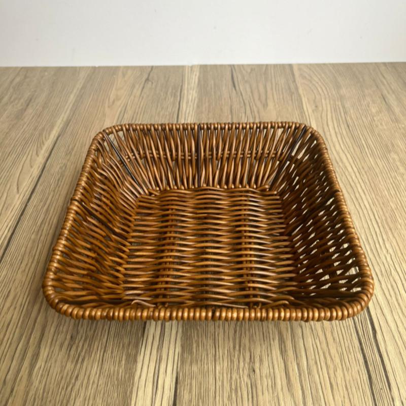 Imitation Rattan Fruit Bread Snacks Storage Tray Coffee Bar Storage Basket Desktop Sundries Organizer Kitchen Storage Boxs