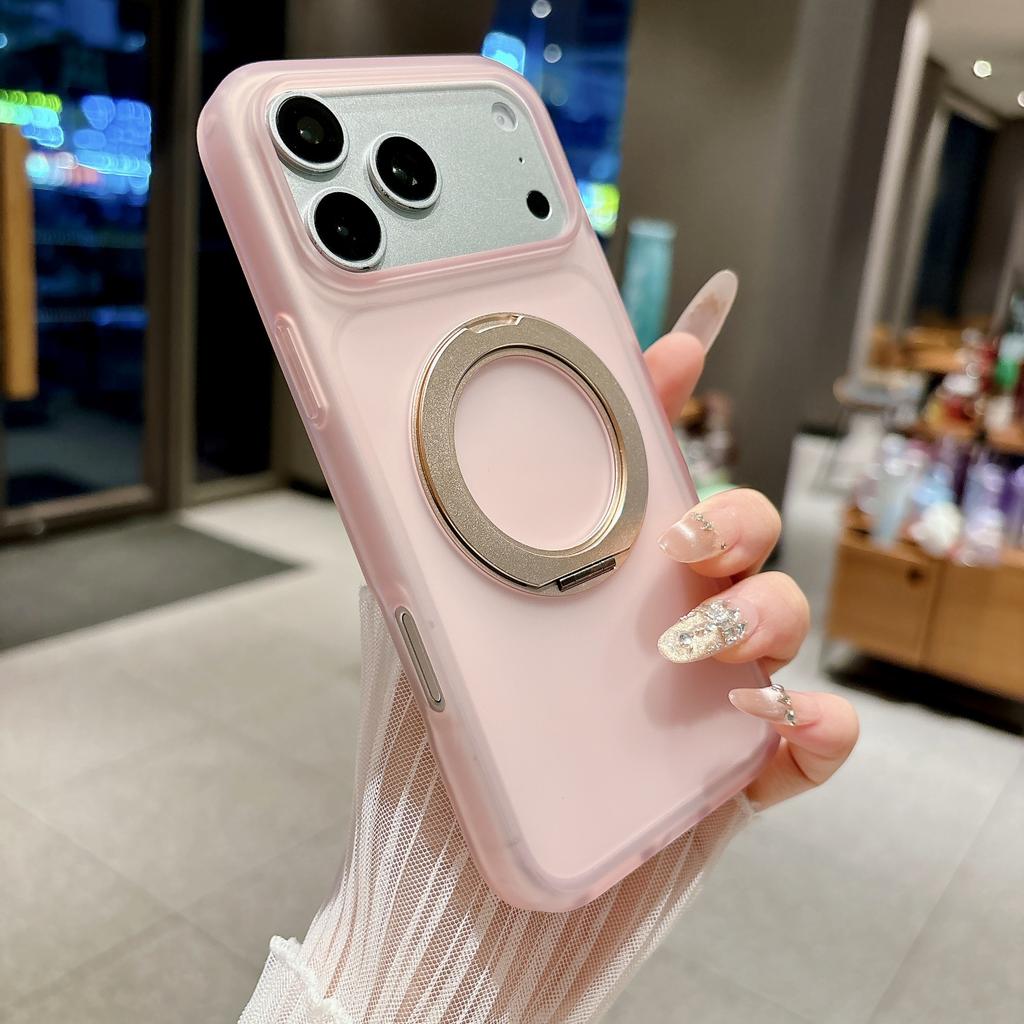 Applicable To iPhone17ProMax Ice Mist Magnetic Suction Bracket Mobile Phone Case Apple 16Pro Anti-drop 15 Protective Case