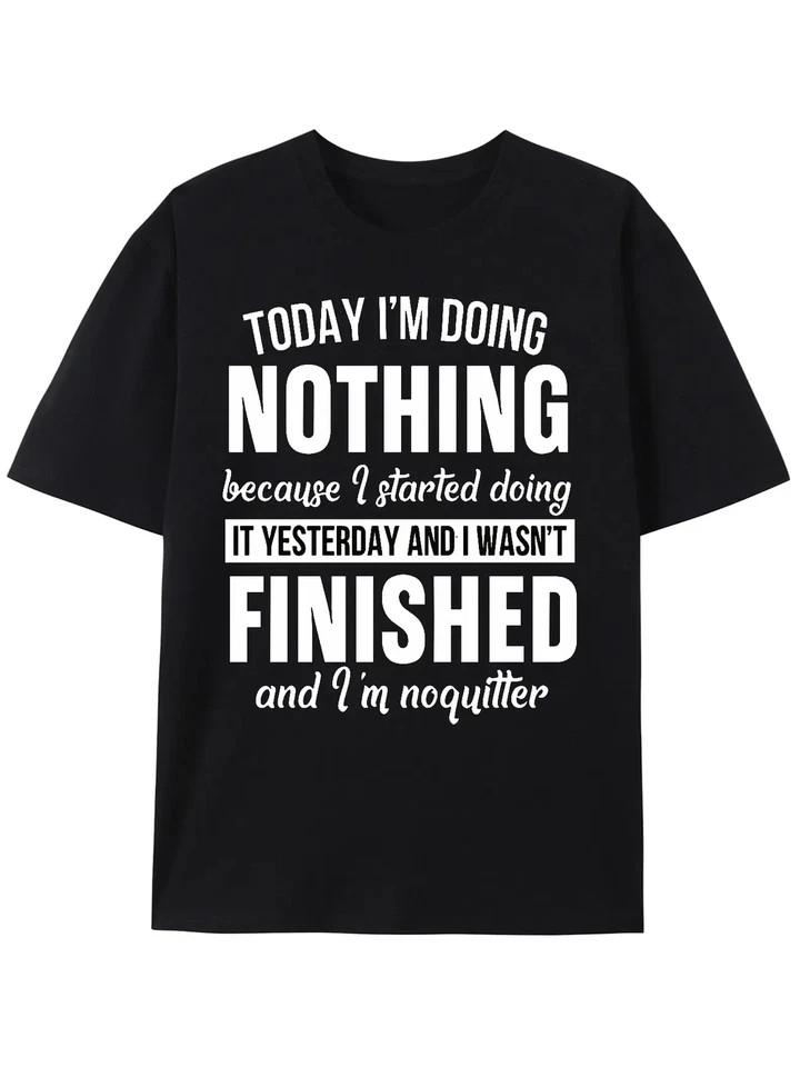 Men’s Slogan Print T-Shirt Short Sleeve Crew Neck Cotton Casual Graphic Tee Top XXXXL