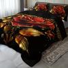 3Pcs Luxurious Golden Rose Duvet Cover Set - Includes 1 Duvet Cover & 2 Pillowcases Breathable Polyester