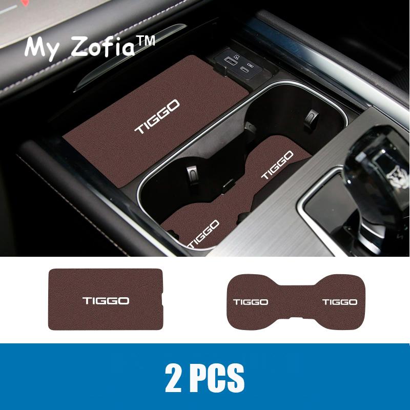 For Chery Tiggo 7 Pro Max 2024 2025 Car Leather Mat Door Groove Anti-slip Cup Cushion Gate Slot Coaster Dust-proof Accessories
