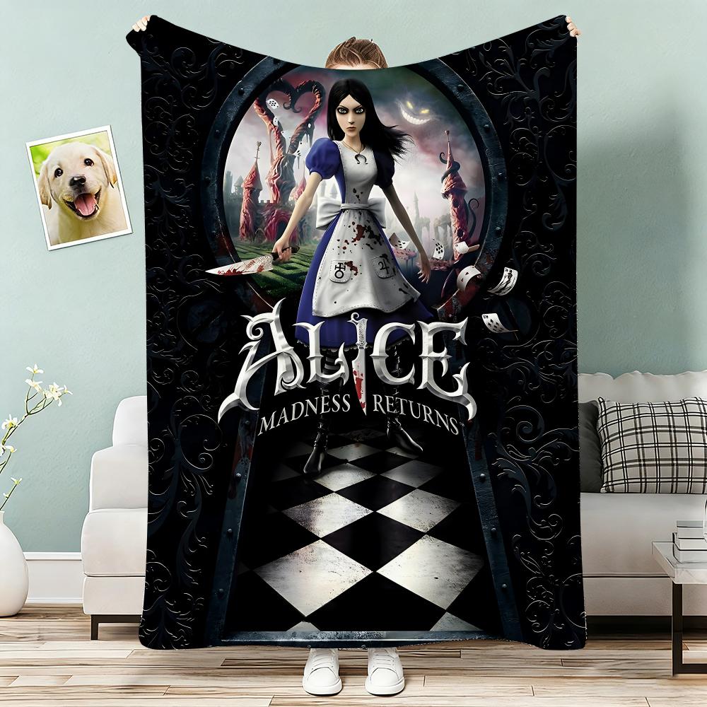 Alice Madness Returns Throw Lightweight 240g Flannel Blanket Soft Skin-friendly for Summer Cooling
