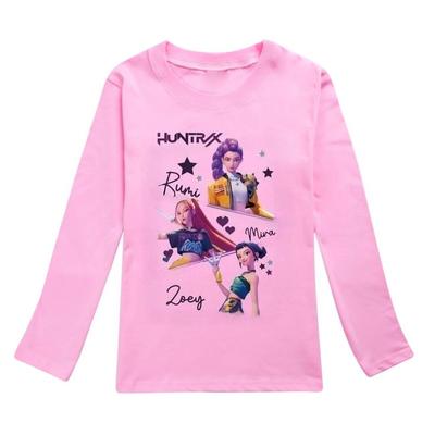 KPop Lovci démonov Detské tričko s dlhým rukávom Huntrix Kreslený ležérny top s okrúhlym výstrihom pre chlapcov a dievčatá Módne voľné oblečenie pre mládež