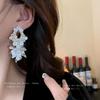Silver Needle Diamond Shell Flower Super Fairy Earrings French Retro Zircon Long Fringed Earrings Light Luxury Earrings