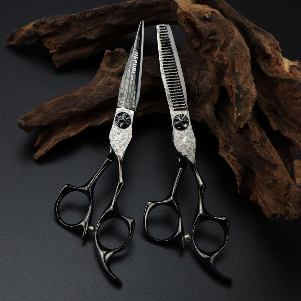 MCG-18 Black Damascus Hairdressing Shears & Thinning Scissors