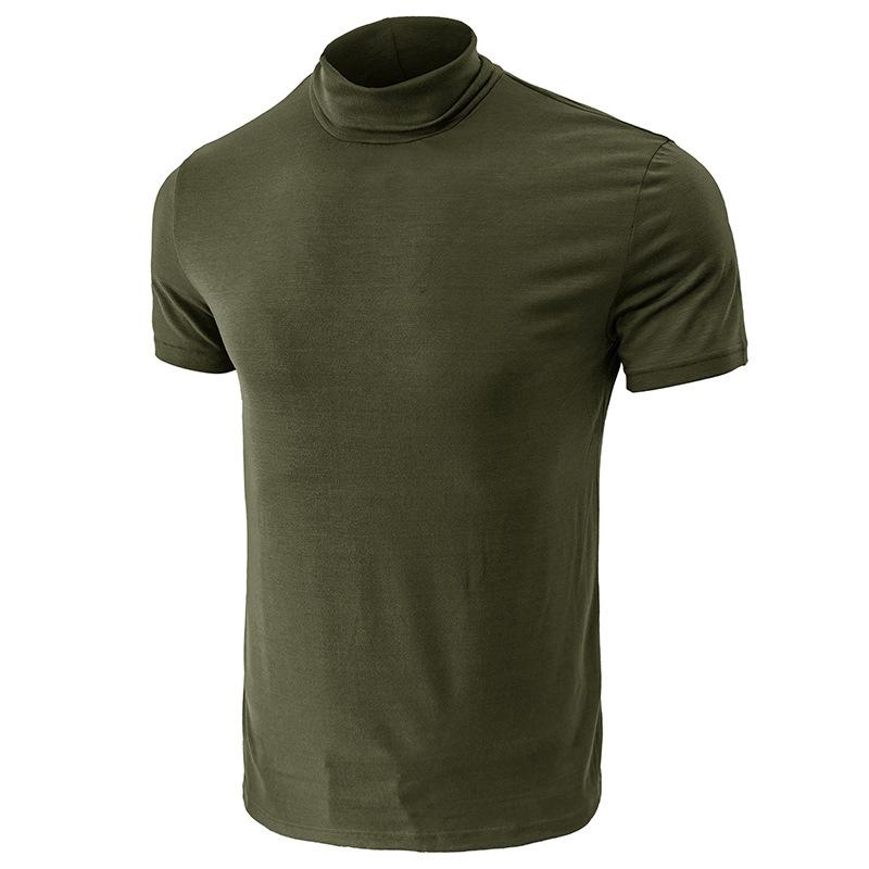 Men's Soft T Shirt Short Sleeve Basic Turtleneck Slim Fit Undershirt Pullover Solid Tops Athletic Workout T-Shirts for Men Summer Moisture Wicking Tee