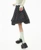 Mileko Dot Pleated Satin Skirt Black