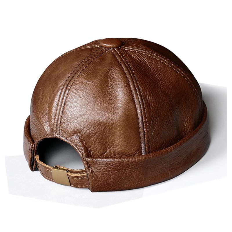 Spring/Winter Women Genuine Leather Retro Watermelon Thin Beanie Hats Male Casual Caps Female Black/Red Boonie Hat Bonnet Mujer