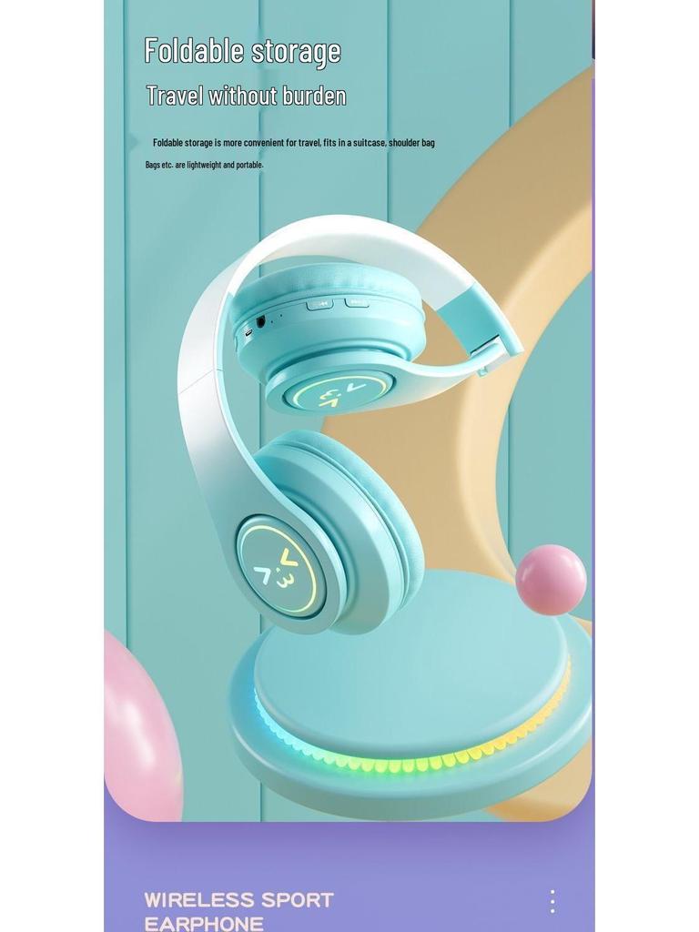2025 Gradient Luminous Over-Ear Bluetooth Headphones with Card Slot - Universal Compatibility