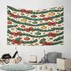Christmas Garland with Red Bows & Ornaments Pattern Wall Hanging Tapestry Decorative Tapestry Home Decor for Bedroom and Living Room