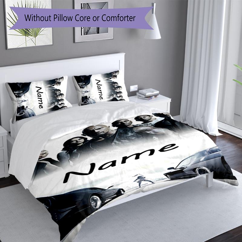3pcs Custom Name Fast and Furious Set,Includes 1 Duvet Cover and 2 Pillowcases,All-season Bedroom Decor