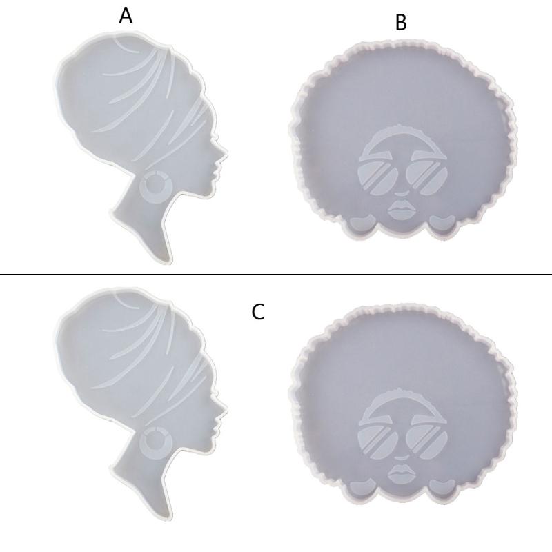 Head Lare Beauty Rollin Tray Molds for Epoxy Resin Afro Female Silione Resin Mold Resin astin DIY Home Deor r