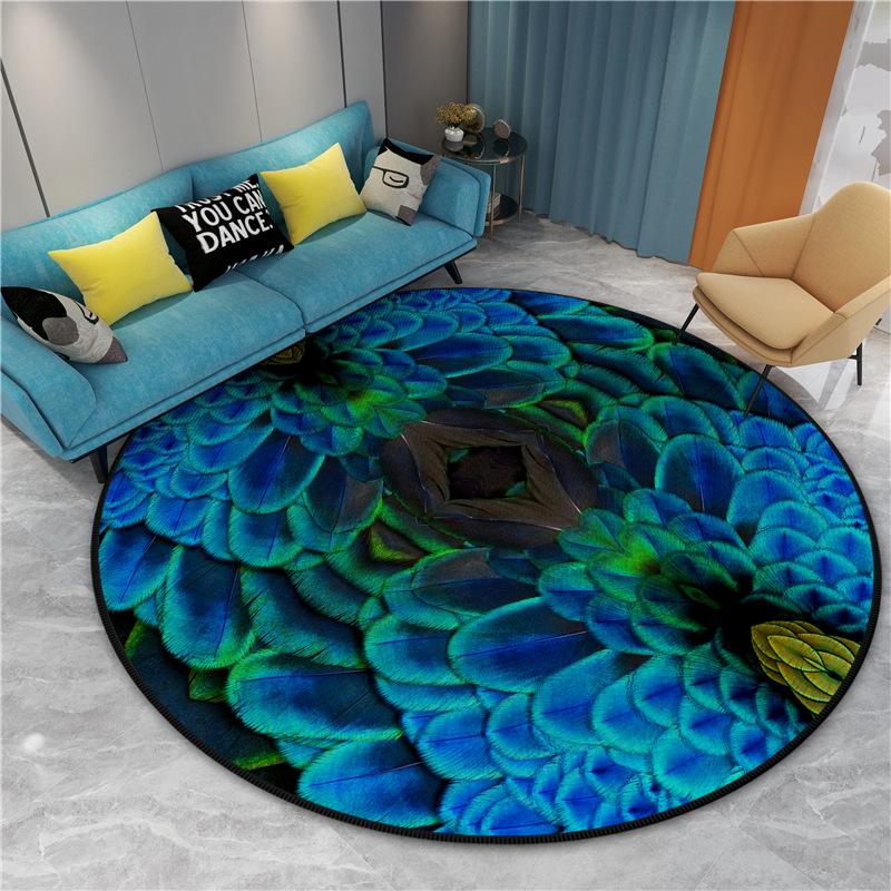

3D Round Carpet Living Room Bedroom Beautiful Rugs Non -slip Door Pad Floor Mats Area Rug diameter 60cm