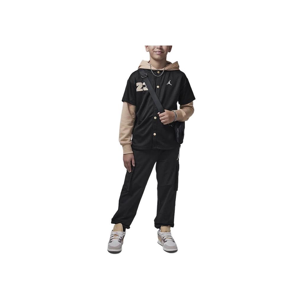 Jordan Kurtka z kapturem dla dzieci Jumpman Logo Litera i Numer Fałszywa Dwuczęściowa Czarna HQ7130-010