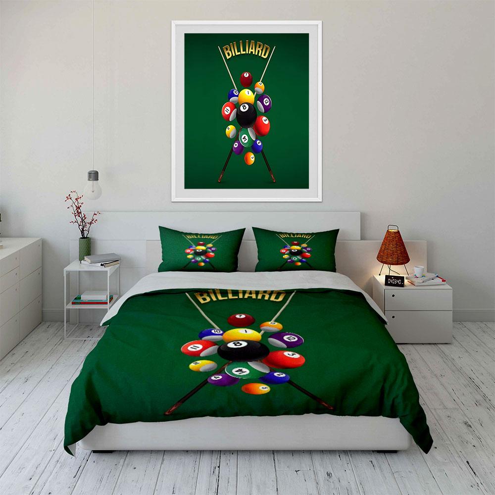 Set de Bolas y Tacos de Billar Múltiples Tamaños Habitación Infantil y de Adultos Exquisito Juego de Ropa de Cama de 3 Piezas, Regalo