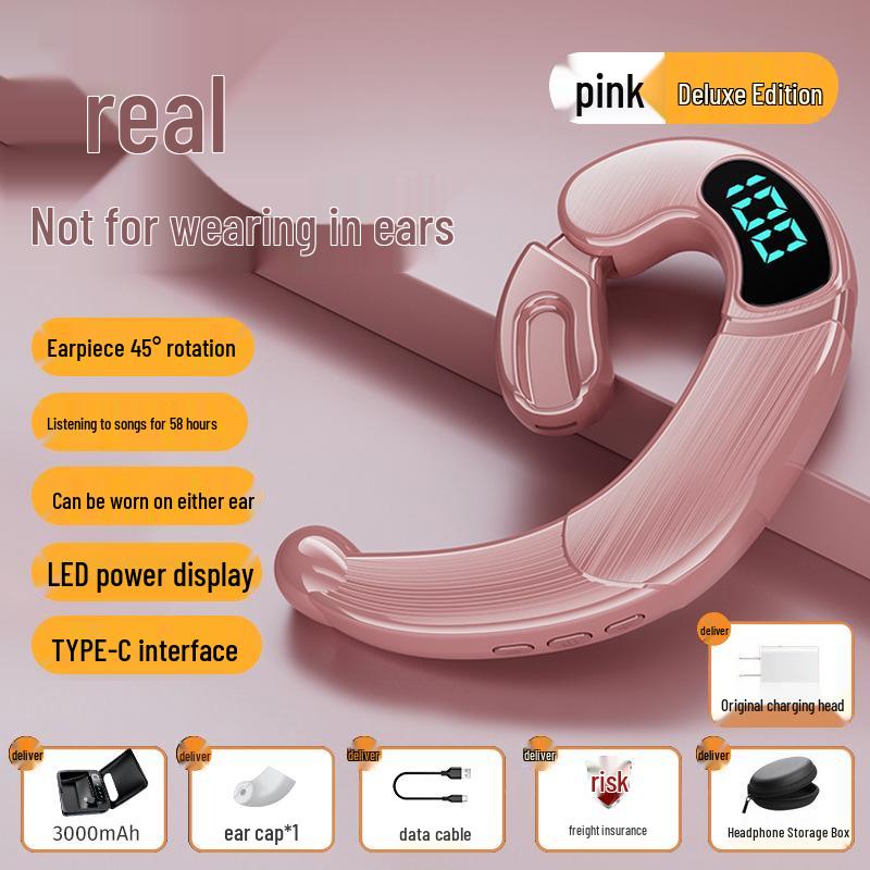 2024 In-Earless Bone Conduction Bluetooth Headphones, Ear-Hook Design, with 5.3 Chip and Ultra-Long Battery Life, Unisex.